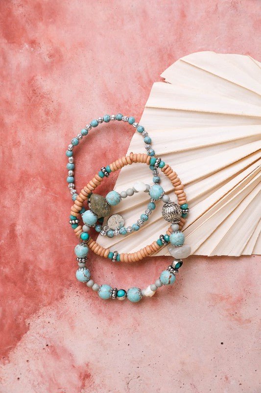 Turquoise Mixed Bead Stackable Bracelet - ivyandlavyboutique Leto Accessories