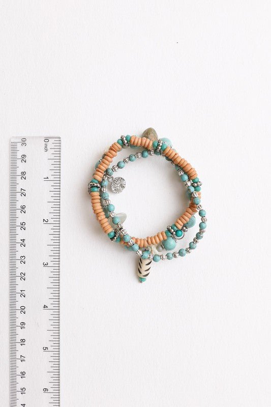 Turquoise Mixed Bead Stackable Bracelet - ivyandlavyboutique Leto Accessories