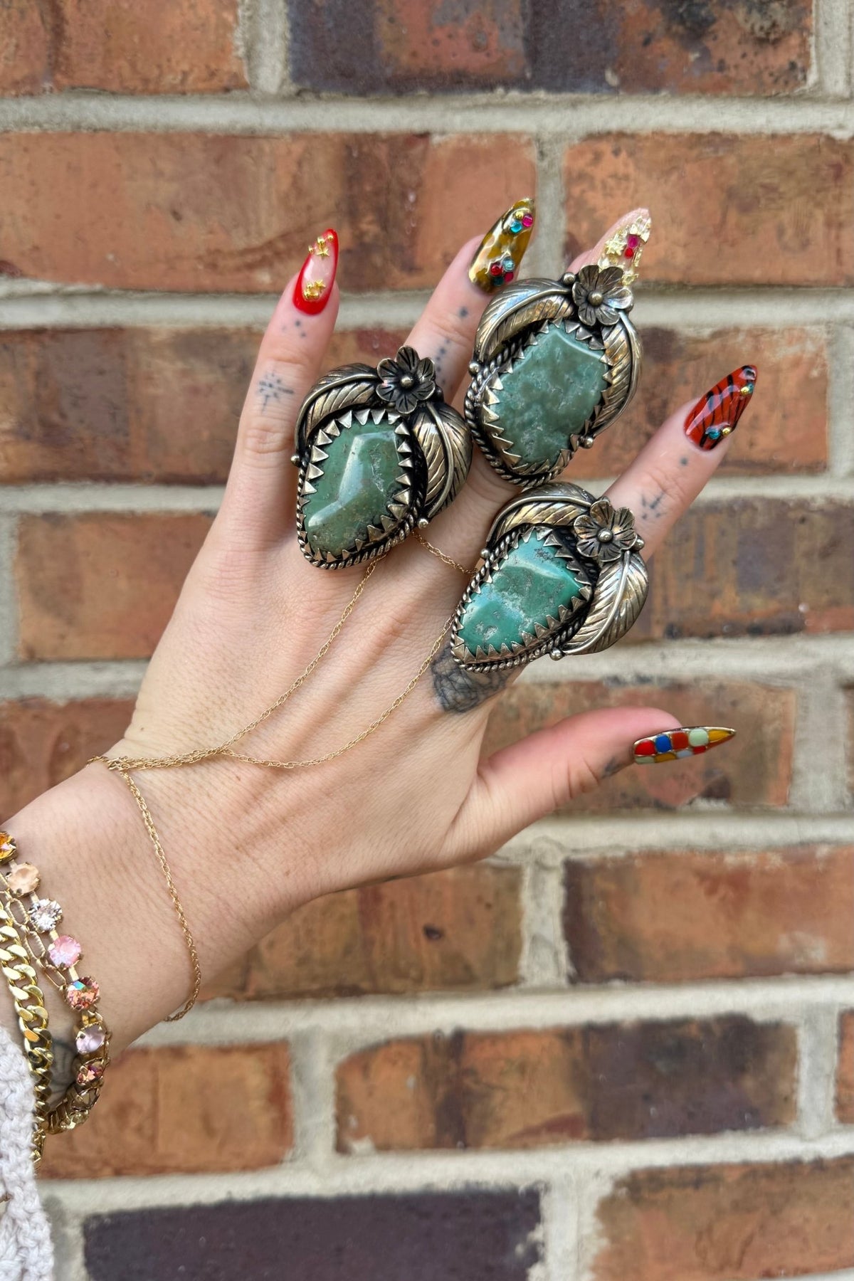 Turquoise Nugget Leaf & Flower Ring - Boho Wanderlust Boutique Boho Wanderlust Boutique