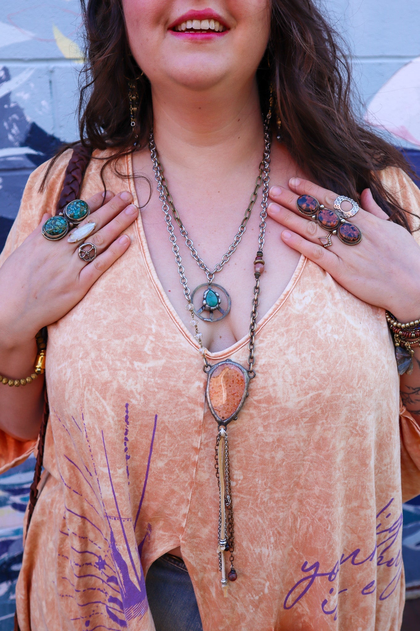 Turquoise Peace Sign Necklace - ivyandlavyboutique Spirit Lala