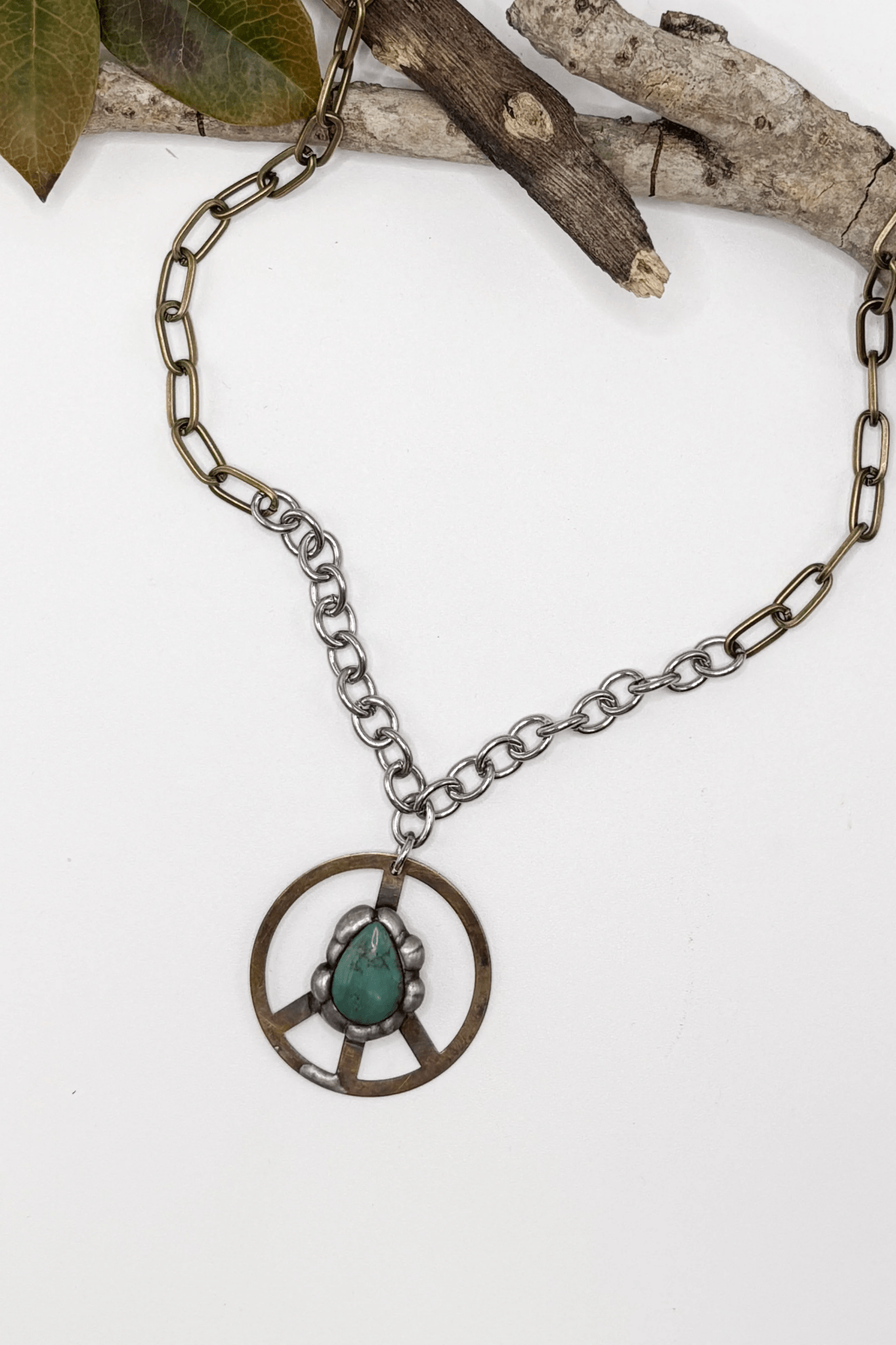 Turquoise Peace Sign Necklace - ivyandlavyboutique Spirit Lala