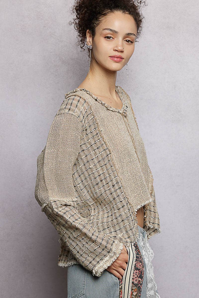 V - Neck High - Low Cut Outseam Raw Edge Linen Top - ivyandlavyboutique Pol Clothing