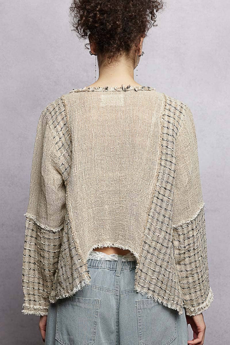 V - Neck High - Low Cut Outseam Raw Edge Linen Top - ivyandlavyboutique Pol Clothing
