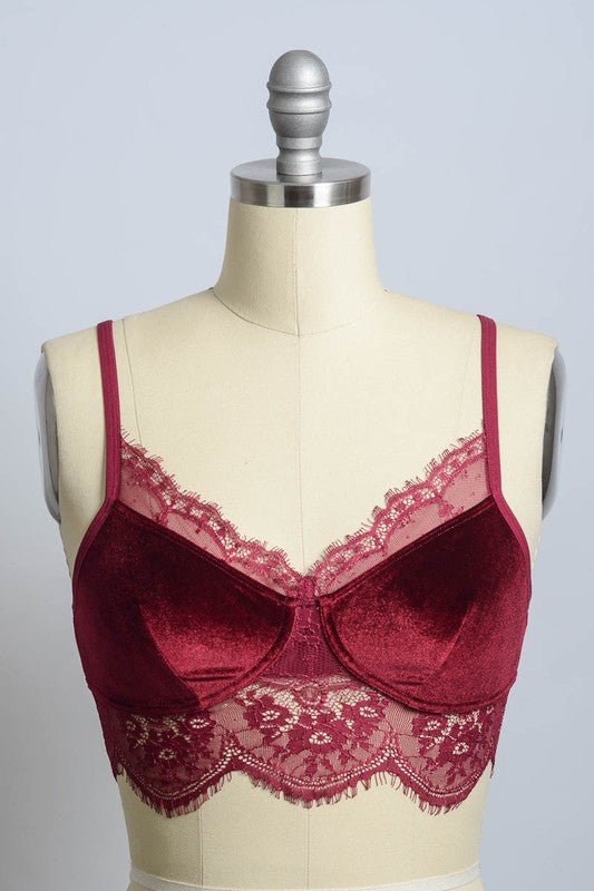 Velvet and Lace Half Cami - ivyandlavyboutique Leto Accessories
