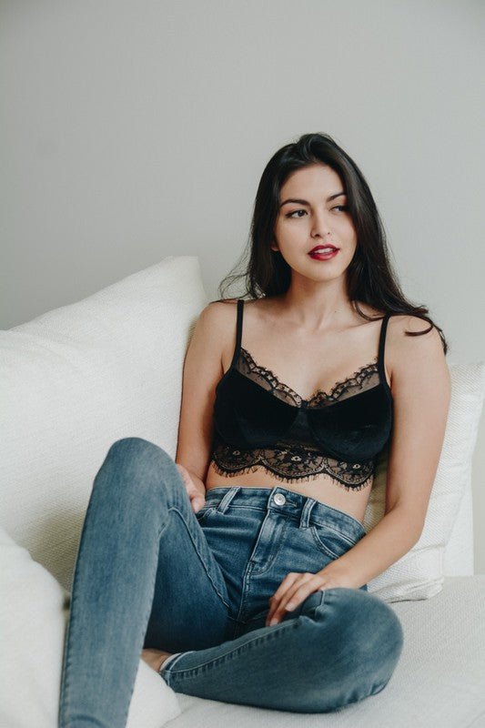 Velvet and Lace Half Cami - ivyandlavyboutique Leto Accessories