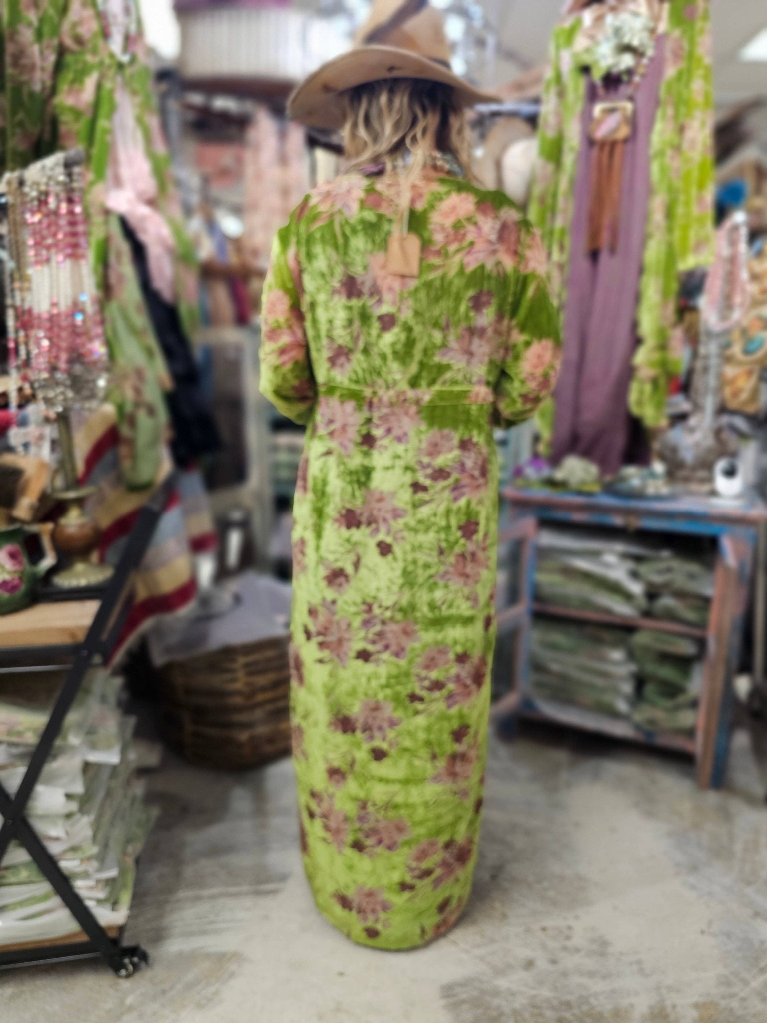 Velvet Burnout Elegant Duster - ivyandlavyboutique A Rare Bird Shop