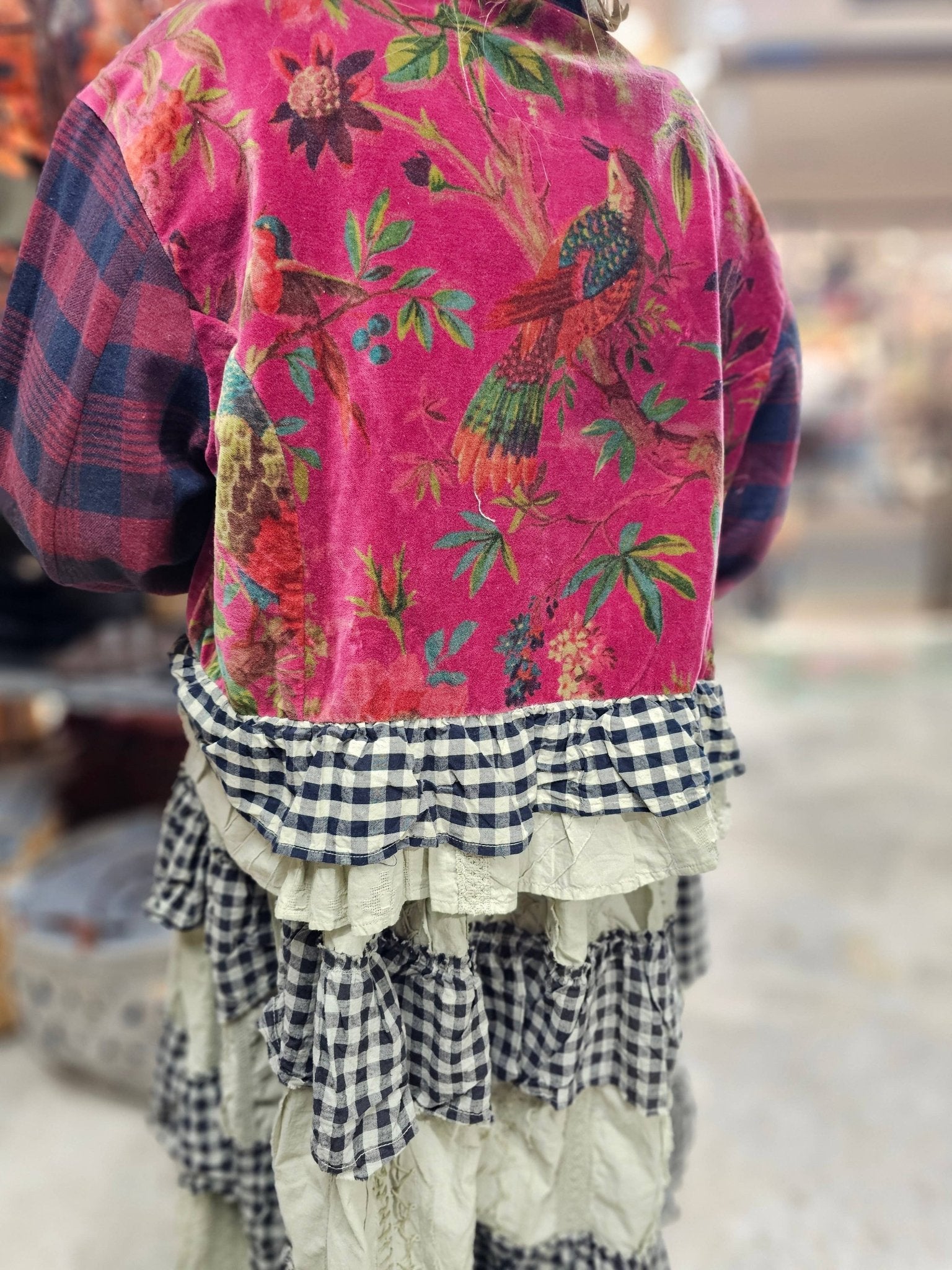 Velvet Check One Size Jacket - ivyandlavyboutique A Rare Bird Shop