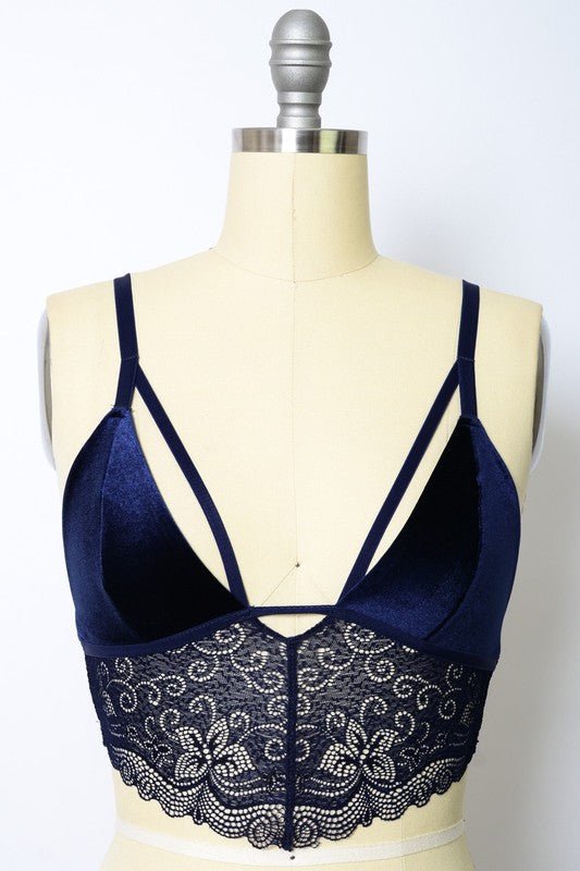 Velvet longline Lace Bralette - ivyandlavyboutique Leto Accessories