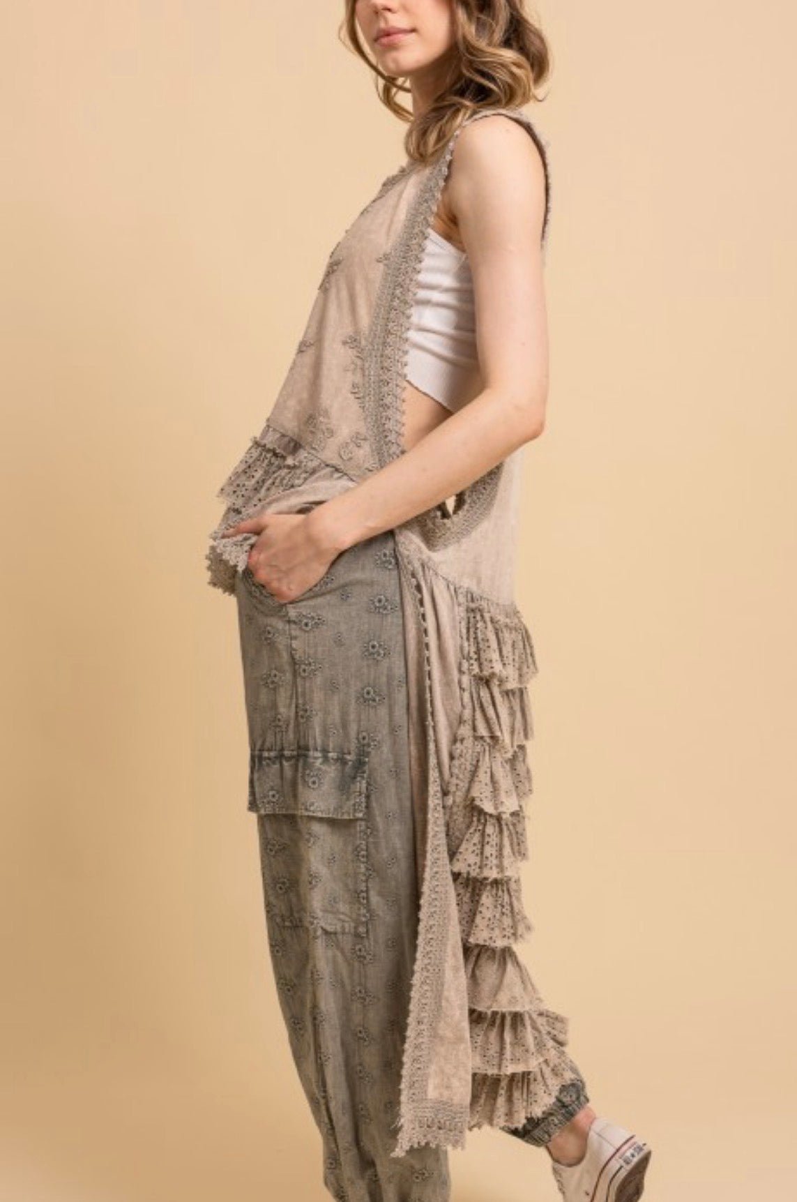Veronica Sleeveless Ruffle Hi Lo Top - ivyandlavyboutique Blue Velvet