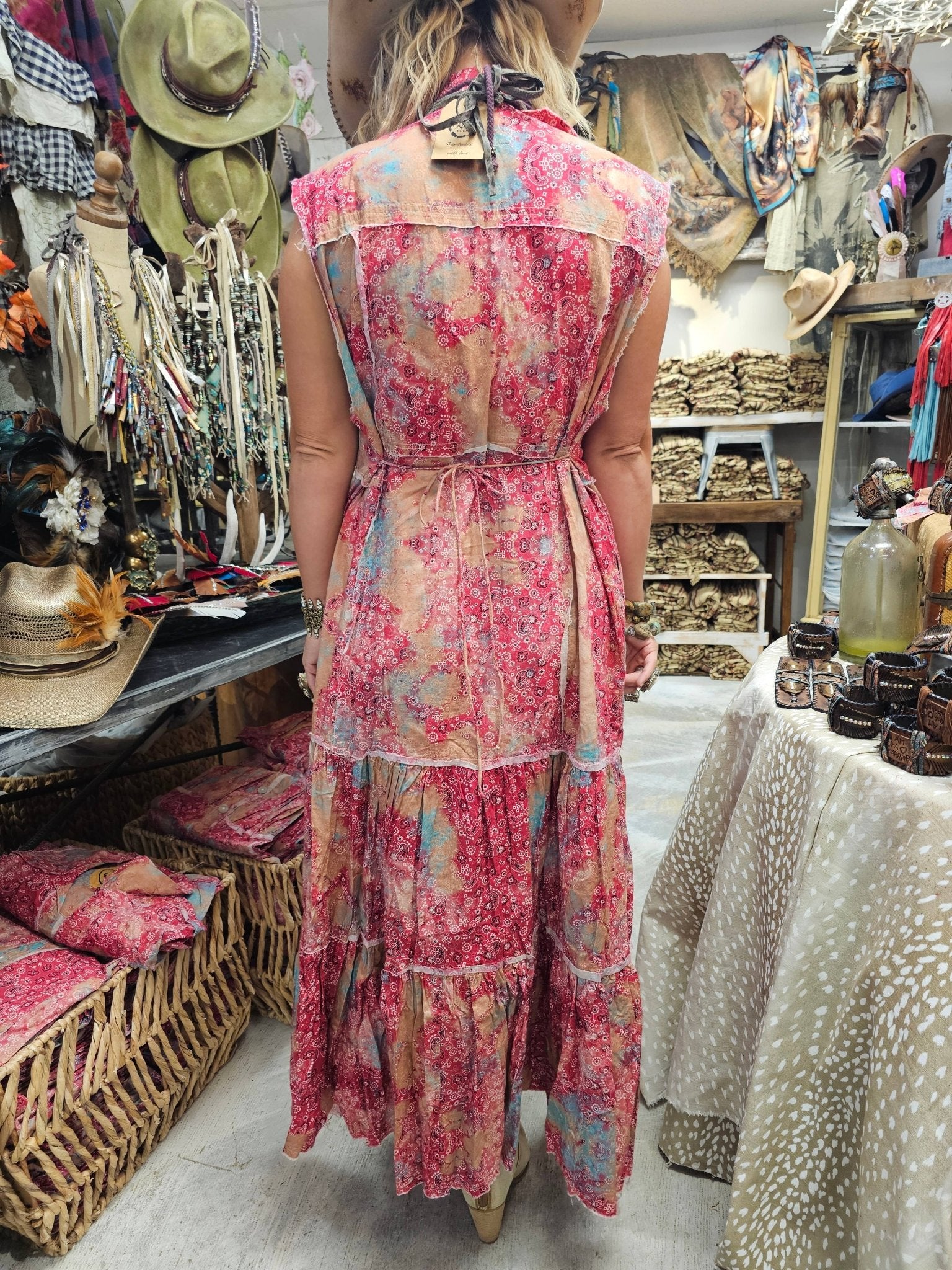 Vintage Distressed Bandana Dress - ivyandlavyboutique A Rare Bird Shop