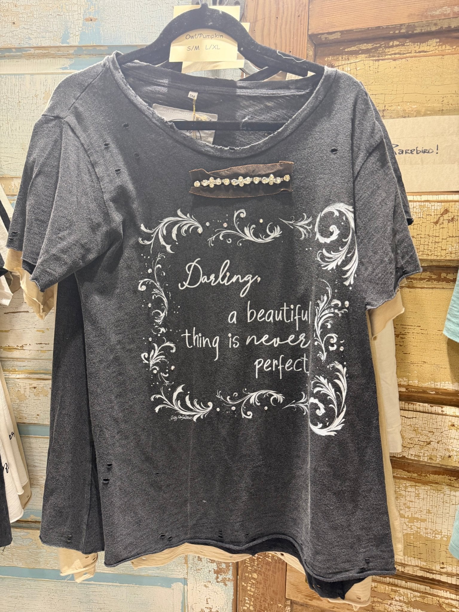 Vintage Rhinestone Tee Rare Bird - ivyandlavyboutique A Rare Bird Shop