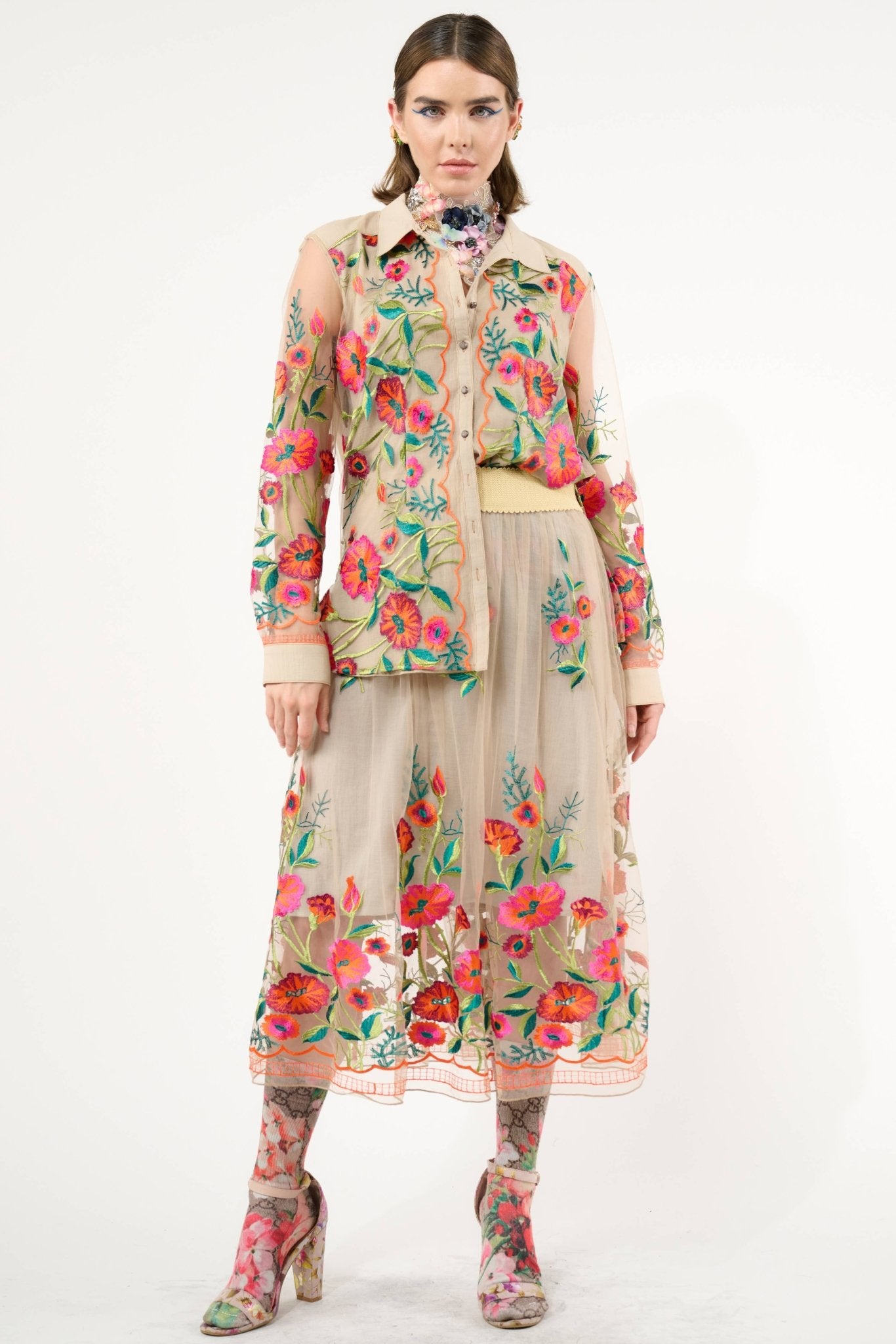 Vintage Tulips Skirt - ivyandlavyboutique Aratta