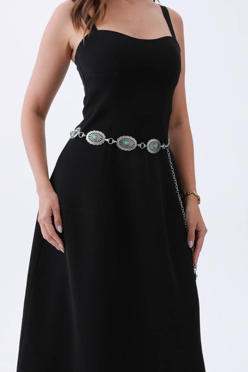 Vintage Turquoise Chain Belt – Classic Western Elegance: Antique Gold - ivyandlavyboutique Leto Accessories