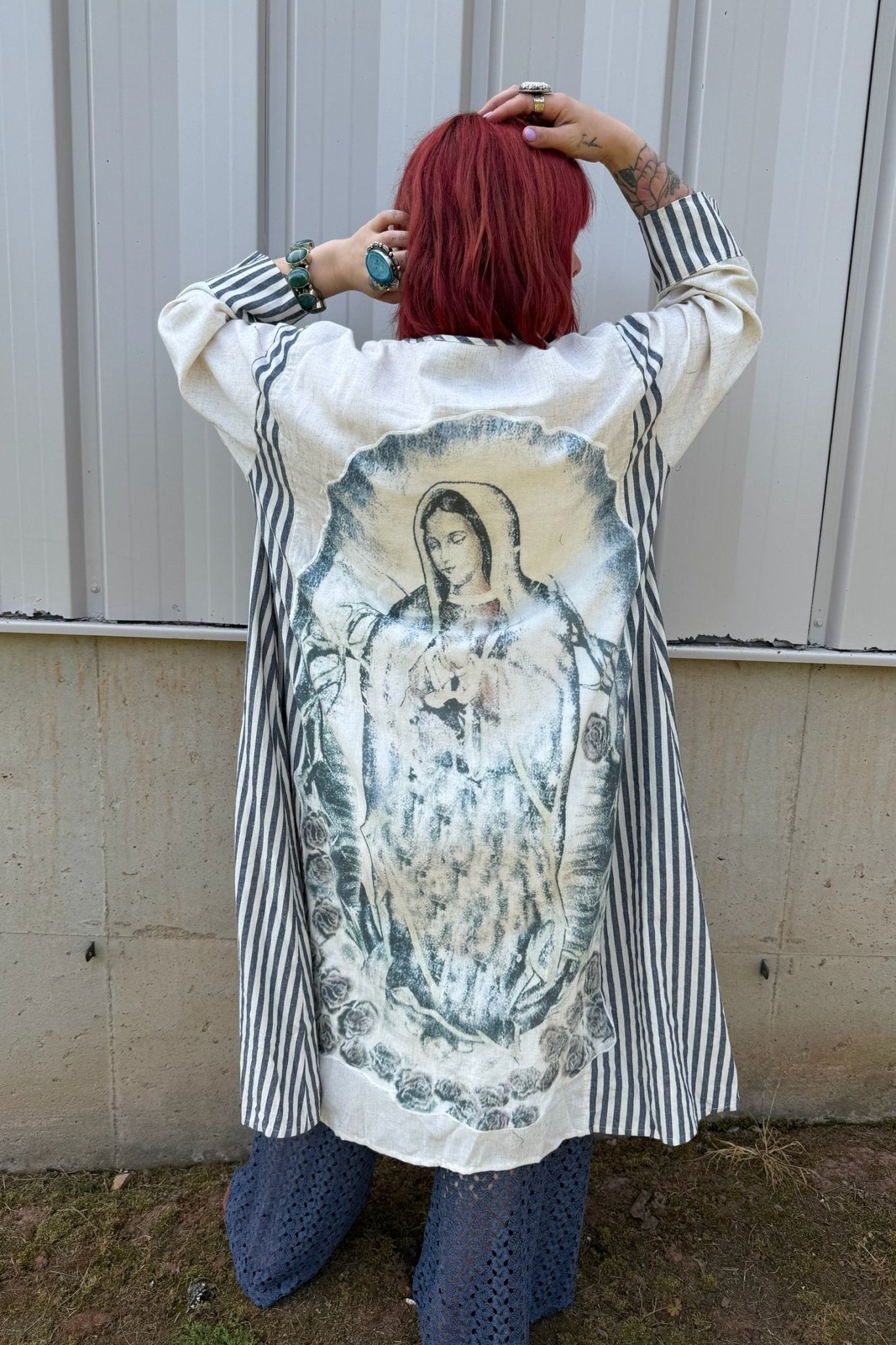 Virgin Mary Striped Cardigan - ivyandlavyboutique Blue Velvet