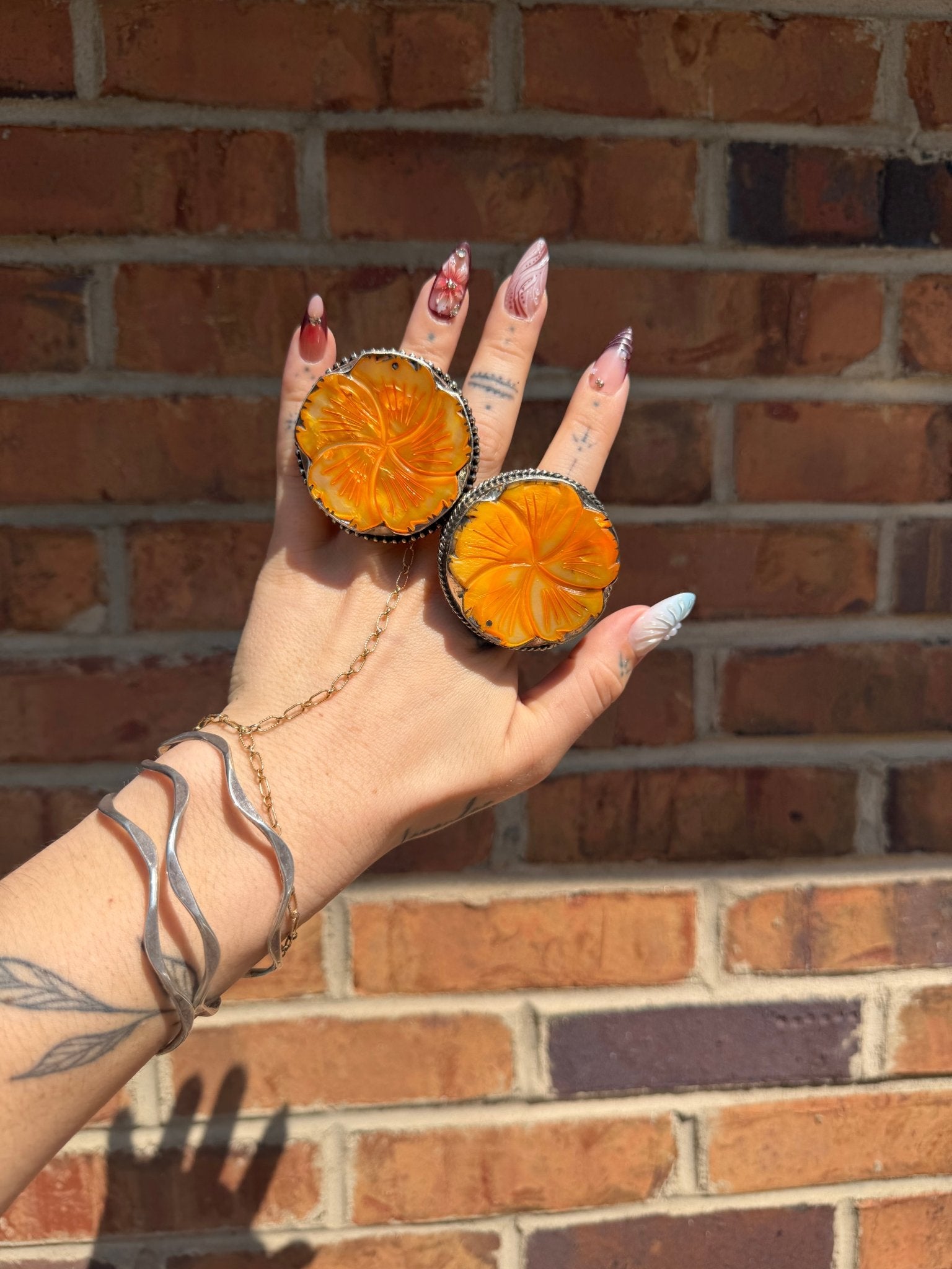 Watercolor Dreaming in Flowers Resin Shell Ring - ivyandlavyboutique ivyandlavyboutique