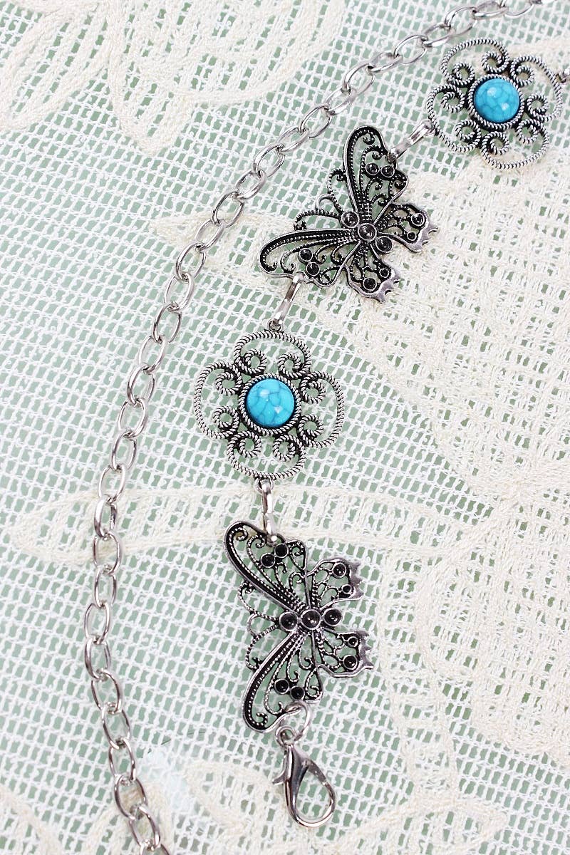 Western Butterfly Chain Belt – Vintage Boho Waist Accessory: Antique Silver - ivyandlavyboutique Leto Accessories