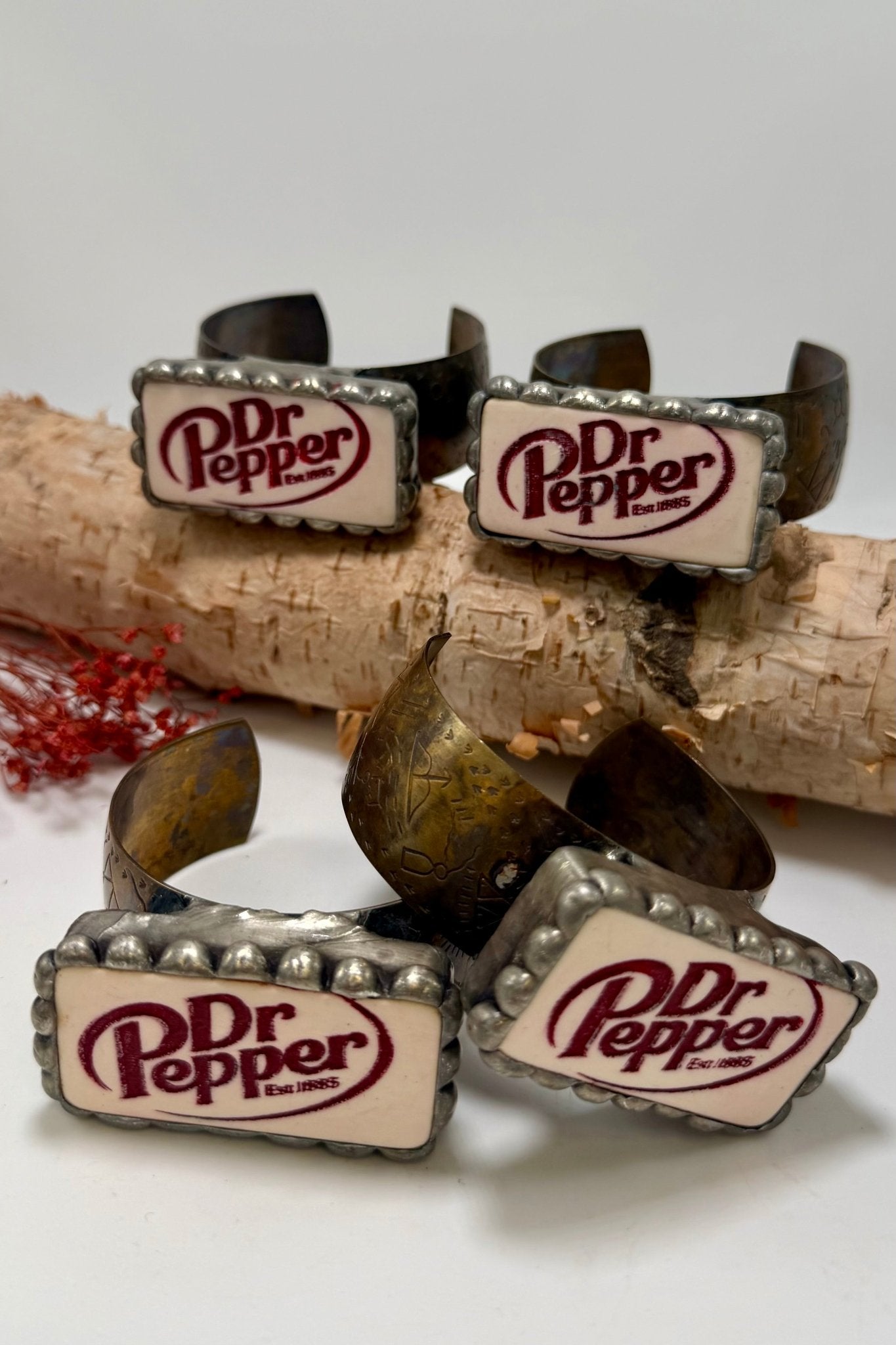 White Dr Pepper Domino Cuff Bracelet - ivyandlavyboutique ivyandlavyboutique
