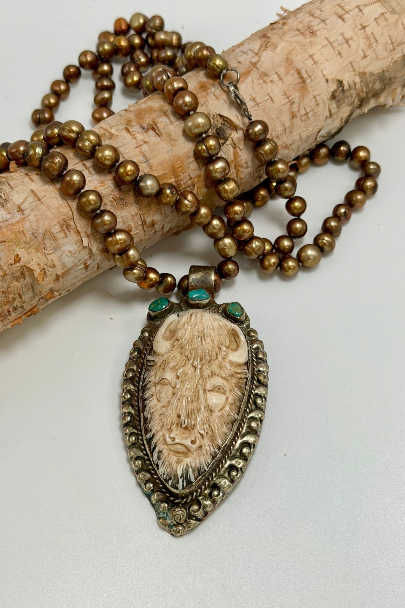 Wild & Loud Long Pearl Buffalo Necklace - ivyandlavyboutique ivyandlavyboutique