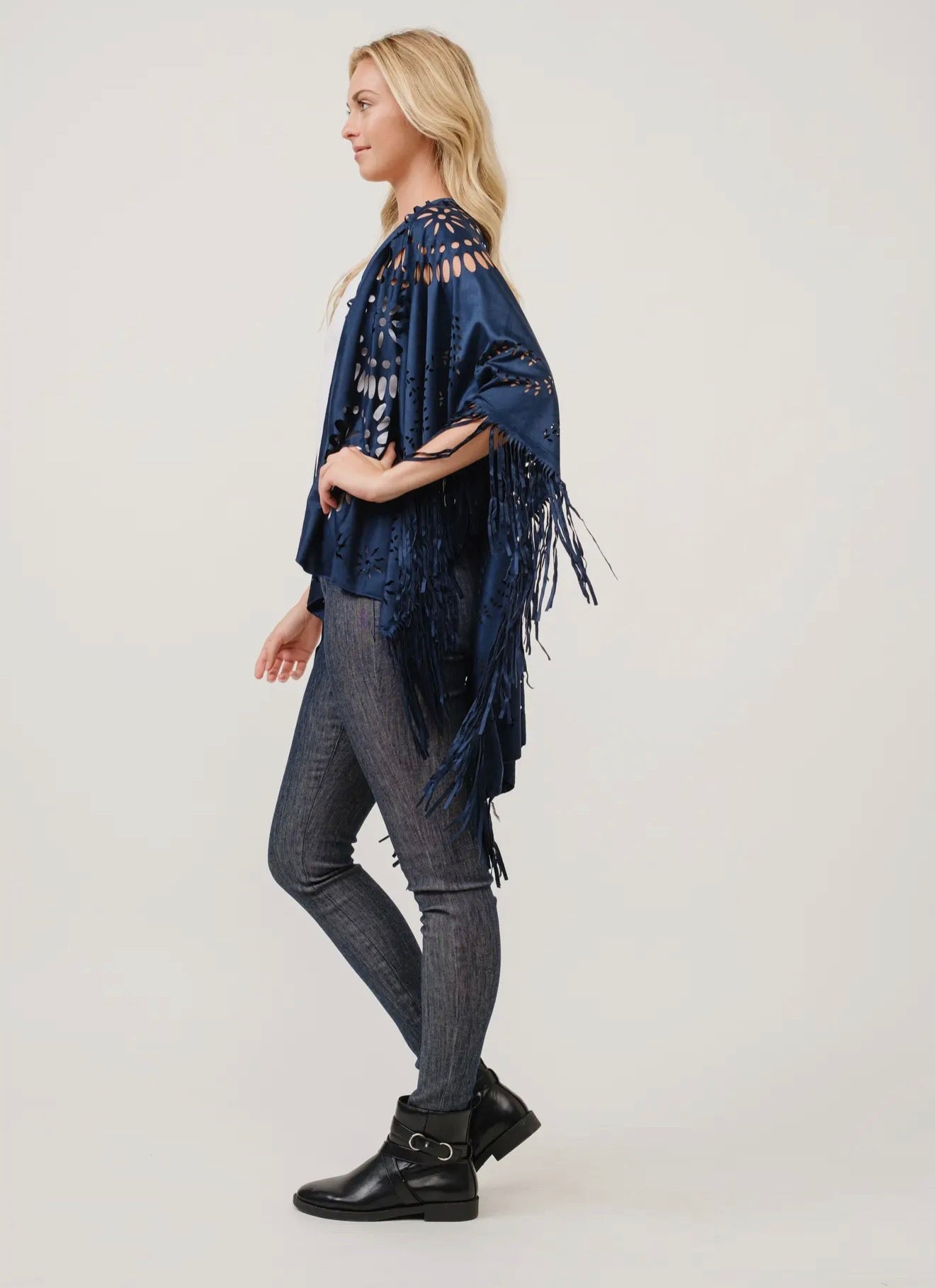 Willa Faux Suede Western Style Triangle Scarf in Burgundy - ivyandlavyboutique Raj Trading & Imports (USA) Inc.