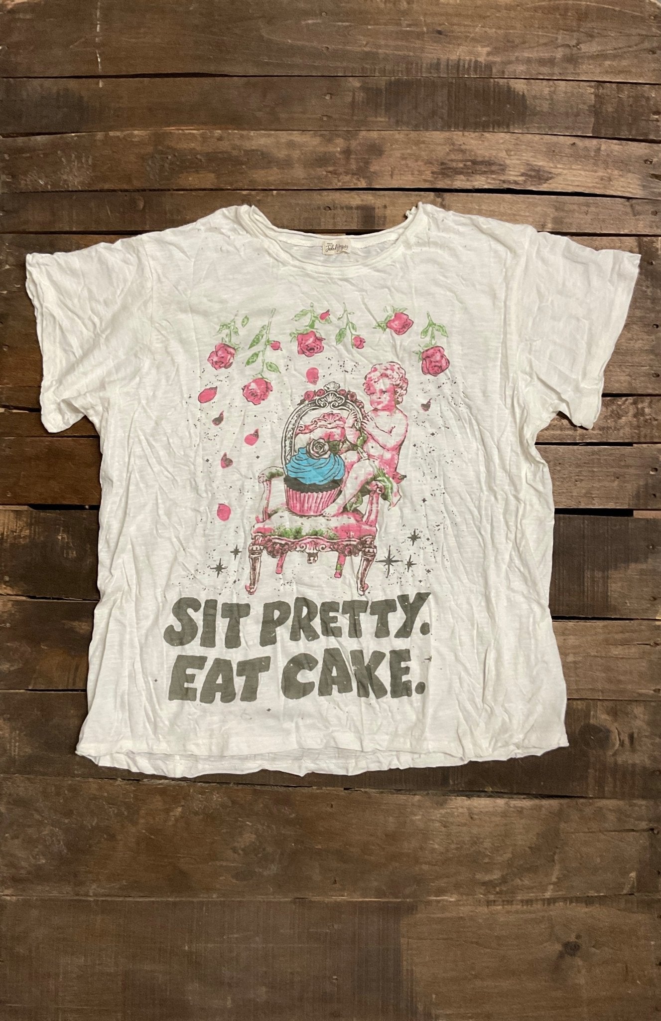 Worn and Weathered Tee - Eat Cake - ivyandlavyboutique Jaded Gypsy