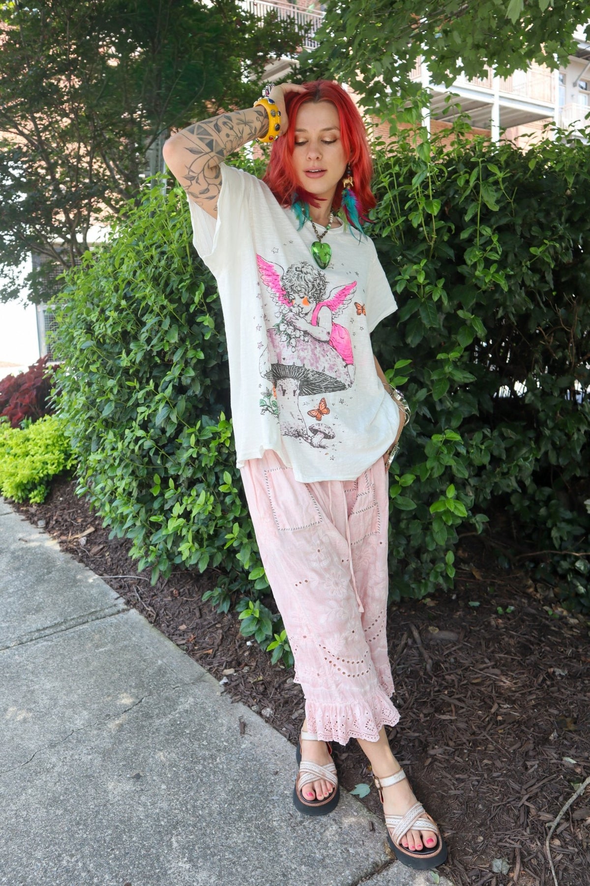 Worn & Weathered Tee - Fairy & Mushroom - ivyandlavyboutique Jaded Gypsy
