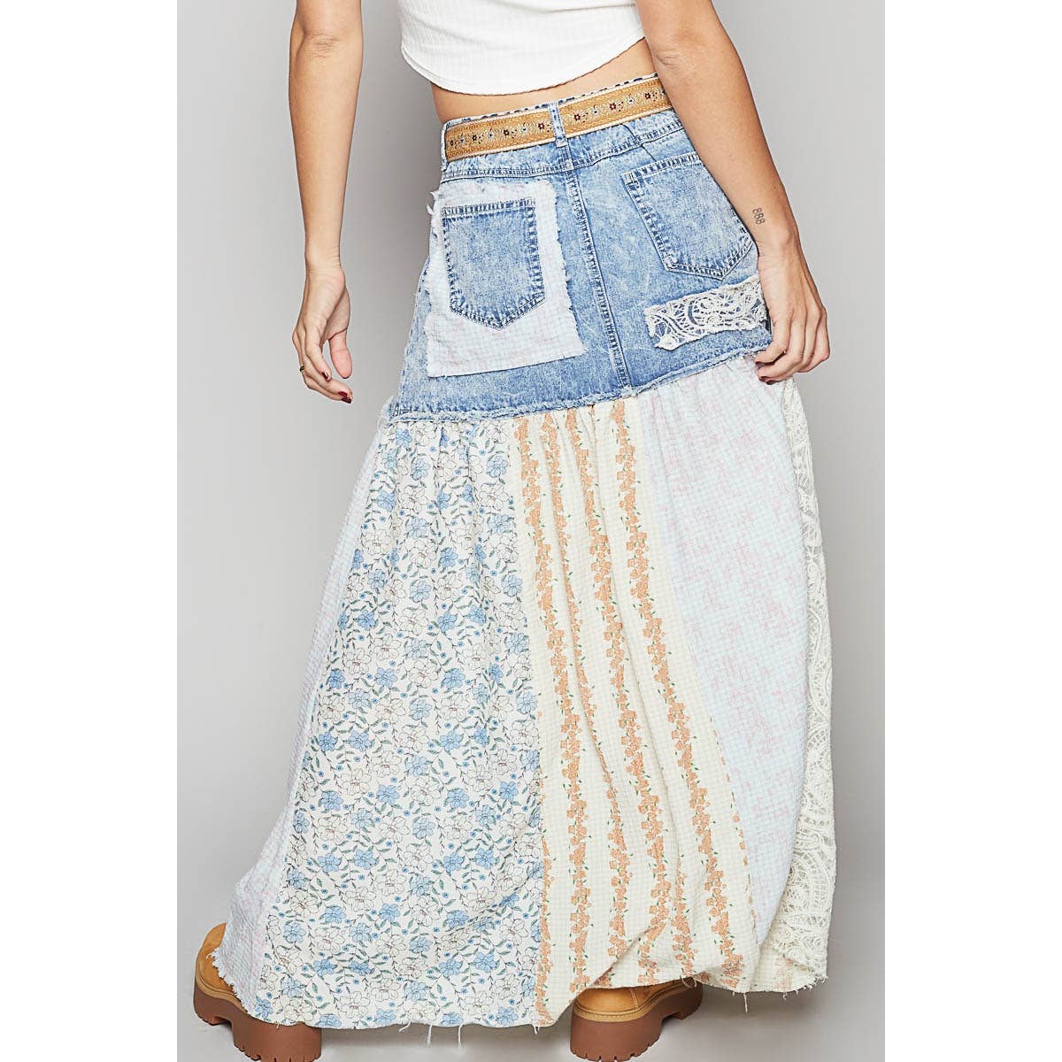 Woven floral print mixed skirt - ivyandlavyboutique Pol Clothing