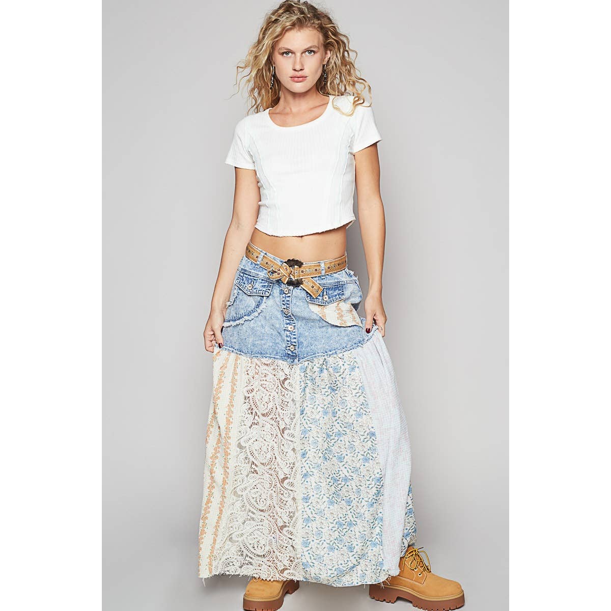 Woven floral print mixed skirt - ivyandlavyboutique Pol Clothing