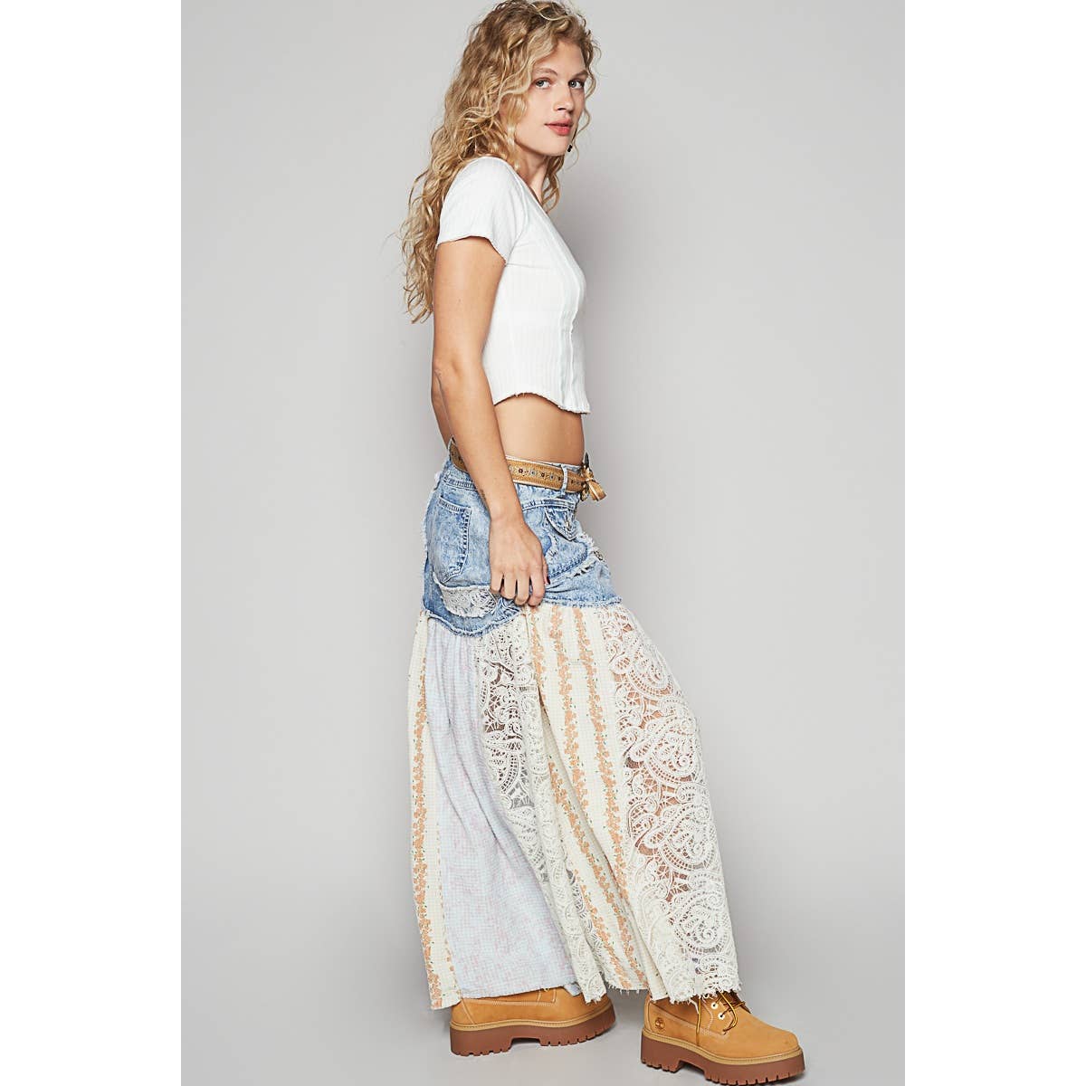 Woven floral print mixed skirt - ivyandlavyboutique Pol Clothing