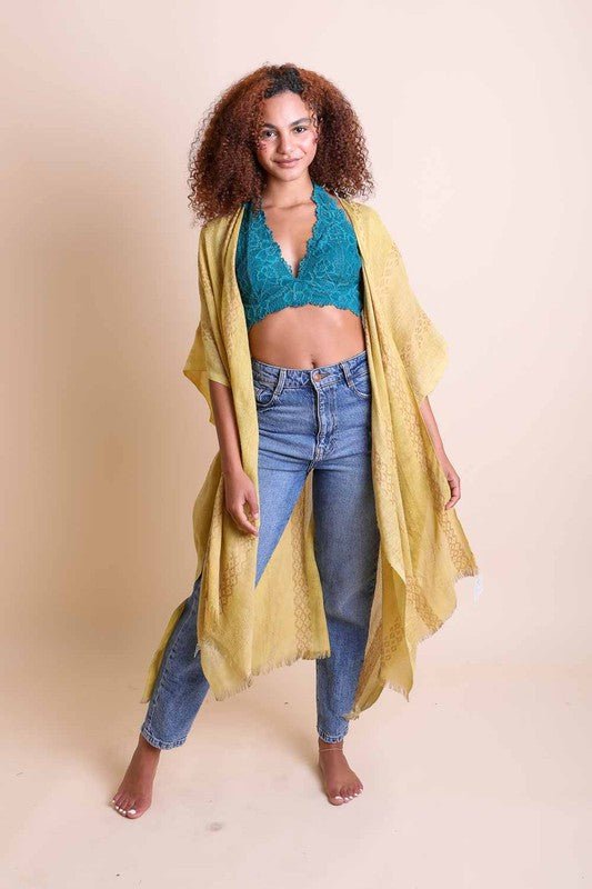 Woven Long Line Tribal Kimono - ivyandlavyboutique Leto Accessories