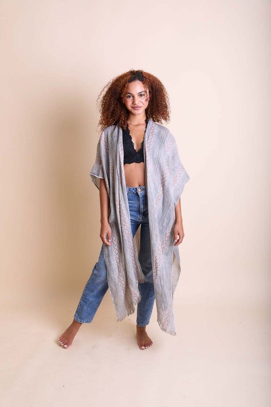 Woven Long Line Tribal Kimono - ivyandlavyboutique Leto Accessories