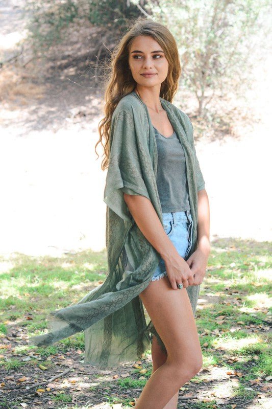 Woven Long Line Tribal Kimono - ivyandlavyboutique Leto Accessories