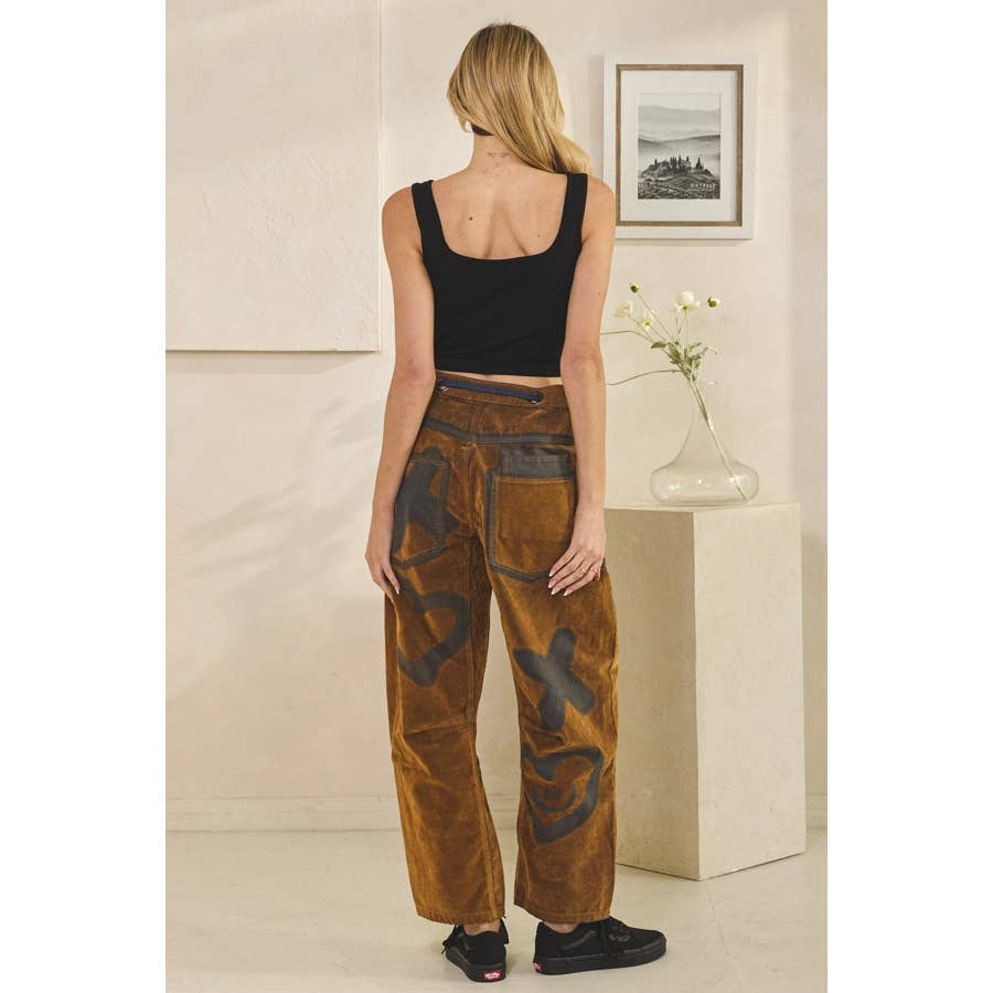 XO VINTAGE TIE WAIST VELVET SUEDE PANTS in Brown - ivyandlavyboutique Oli&Hali