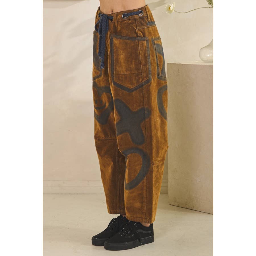 XO VINTAGE TIE WAIST VELVET SUEDE PANTS in Brown - ivyandlavyboutique Oli&Hali