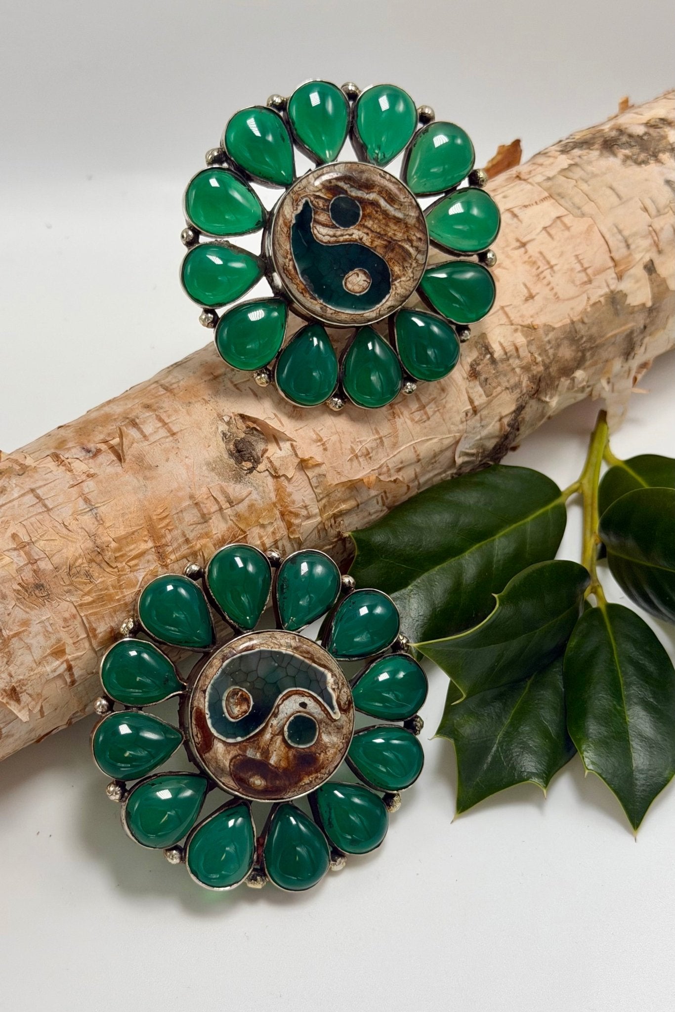 Yin & Yang in Greens Statement Ring - ivyandlavyboutique ivyandlavyboutique