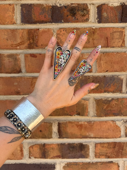 Dolly Abstract Art Heart Adjustable Ring