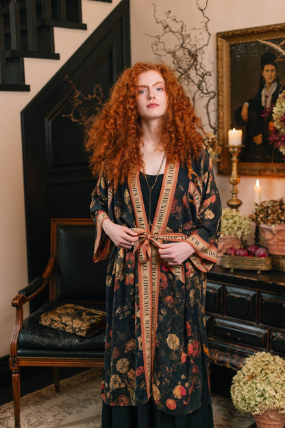 Preorder November -  Heart of Gold Opera Duster Kimono Robe w/ Sacred Heart