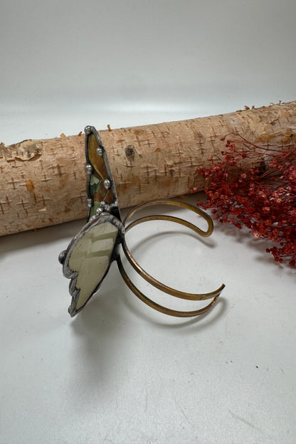 Butterfly Recycled Tin Cuff Bracelet w/ Gemstone Style 28