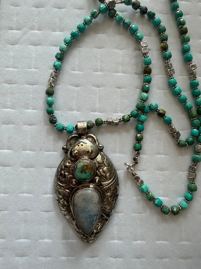 Happy Buggy Drop Necklace on Turquoise