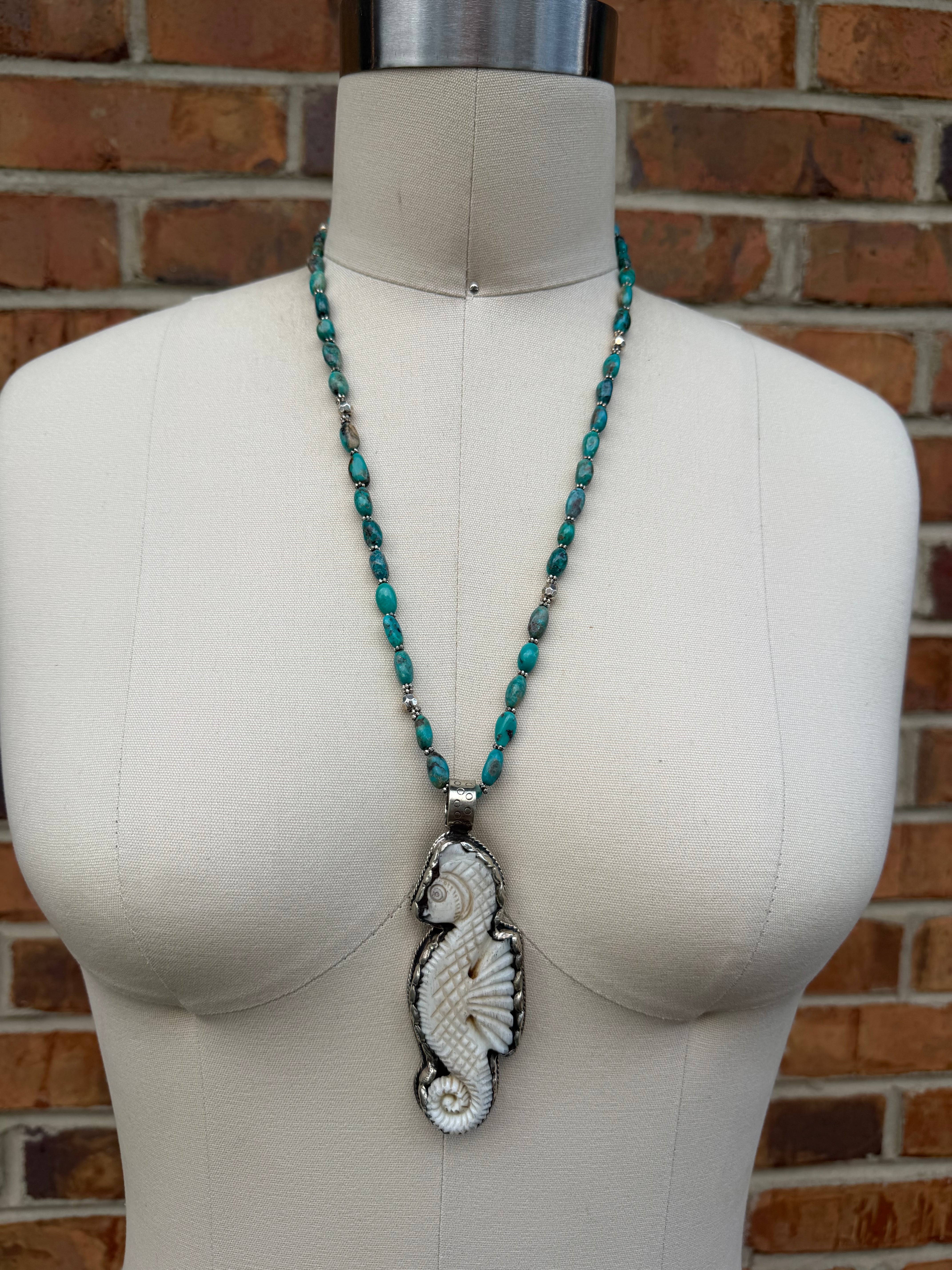 Seahorse Prance w/ Turquoise Necklace