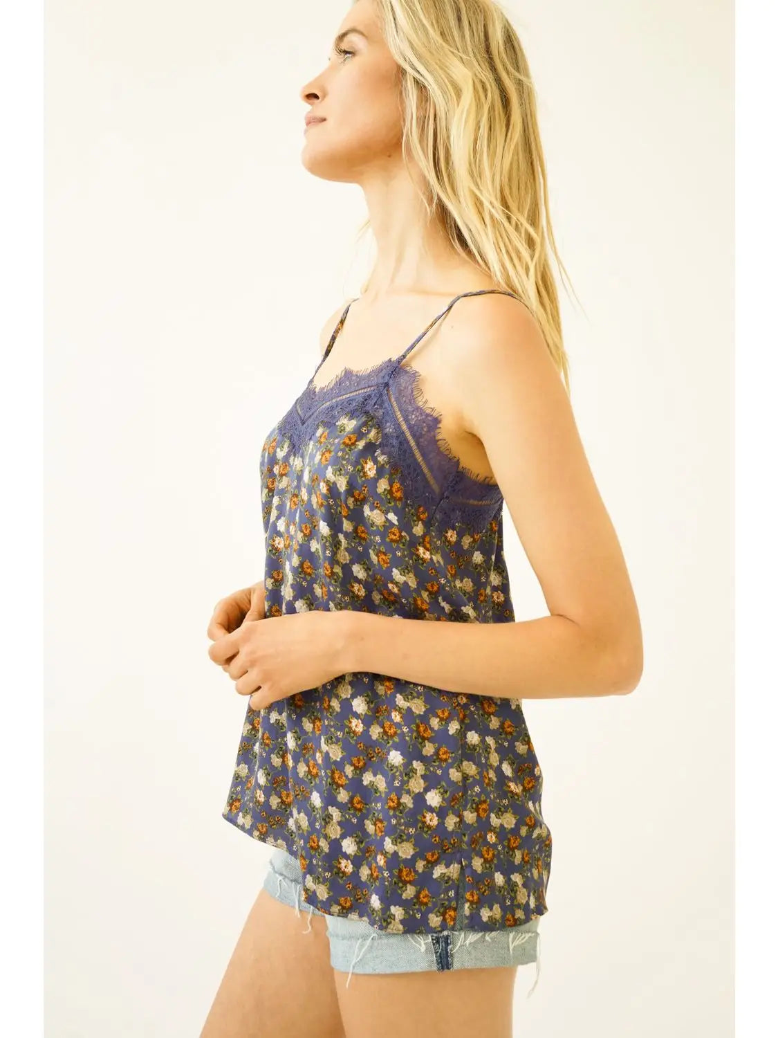 Blue Floral Tank Top