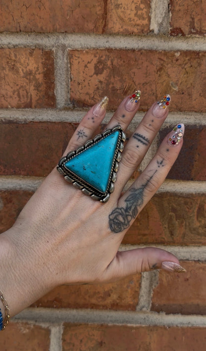 Triangle In Blues Ring - Adjustable
