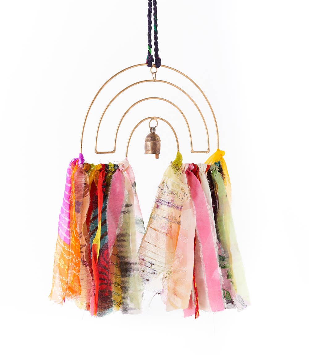 Swapna Rainbow Bell Wind Chime Upcycled Sari