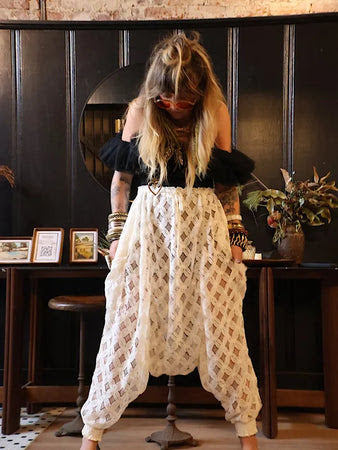 White Crochet Be Still Harems - Kantha Bae