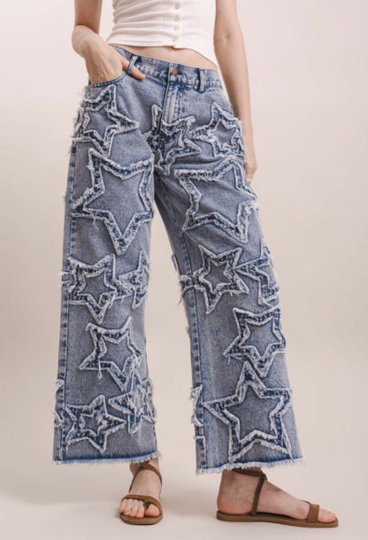 PREORDER - Star Power Patchwork Denim Pants