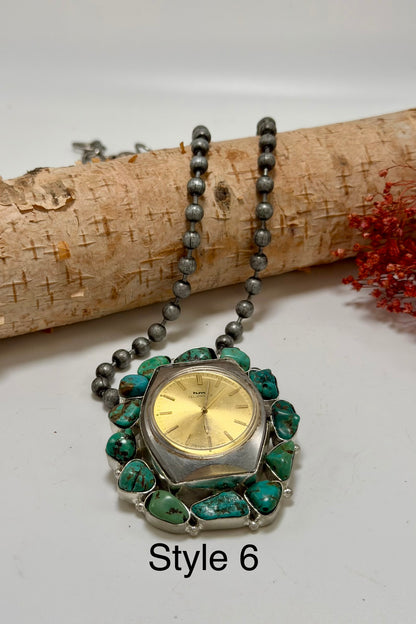 On the Clock Watch Necklace - Vintage Ball Chain
