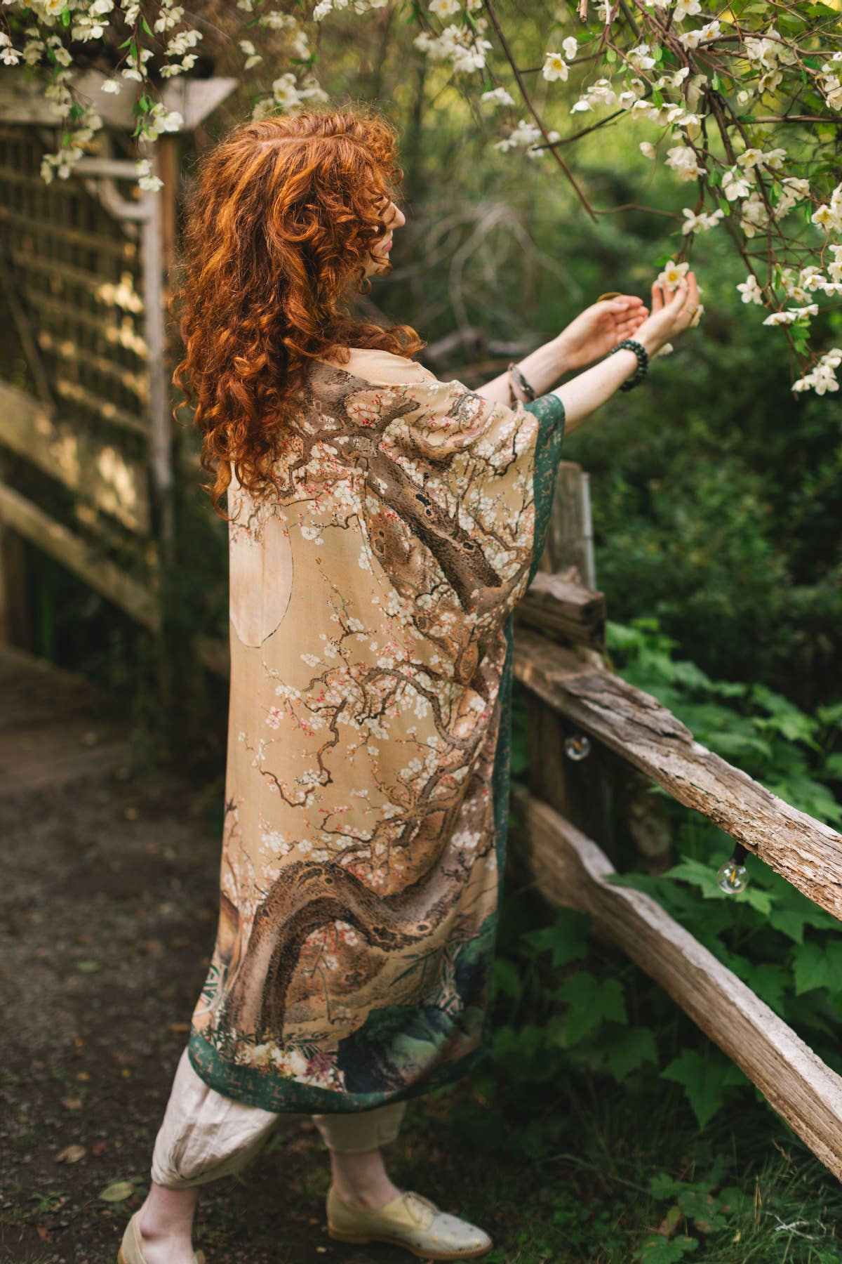 Fable Bohemian Goddess Starduster Kimono with Deer and Moon