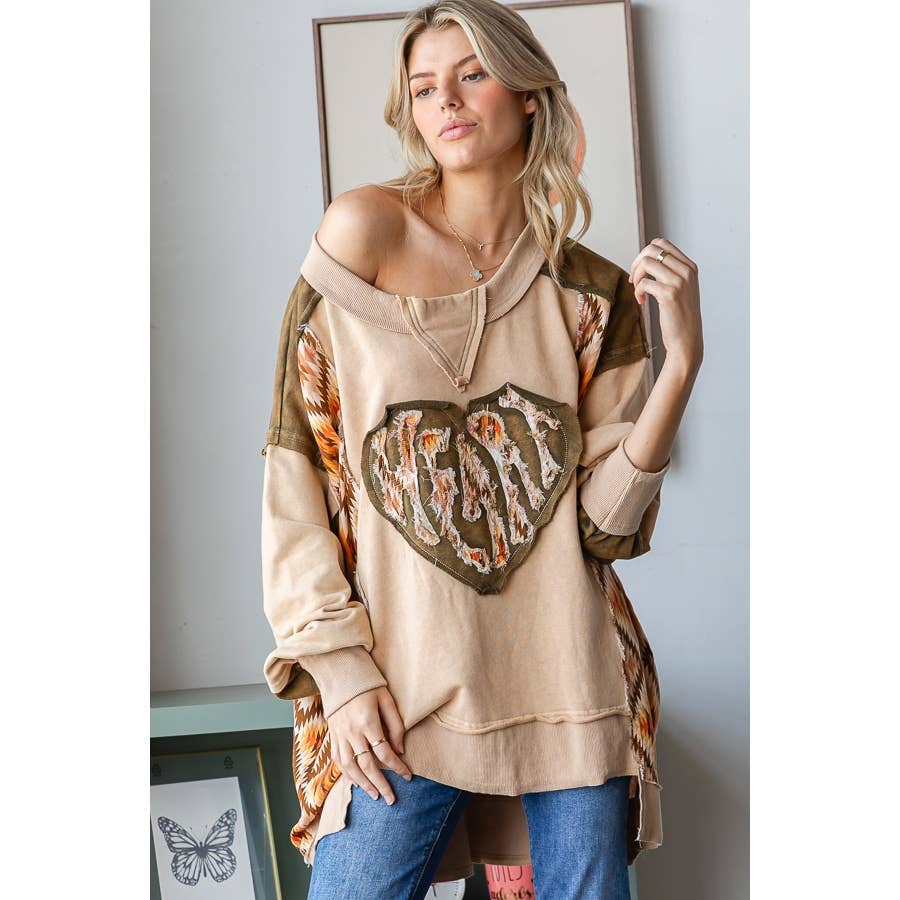 Sale - Spread Love Patched Heart Top