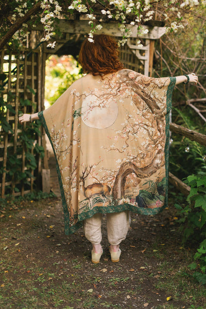 Fable Bohemian Goddess Starduster Kimono with Deer and Moon