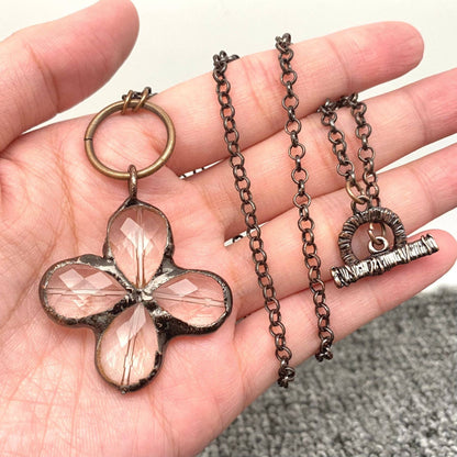 Irregular Four-leaf Clover Shape Crystal Necklace | OT buckl