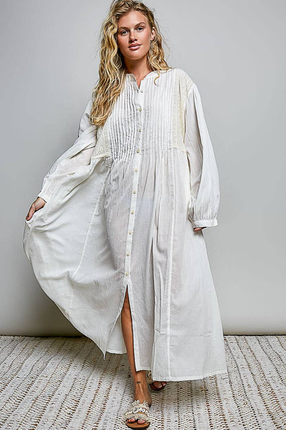 The Goddess Vintage Lightweight Cotton Maxi Shirt Dress